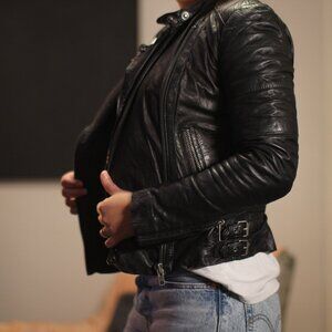 Leather Jacket Biker Black, Muubaa Genuine leather